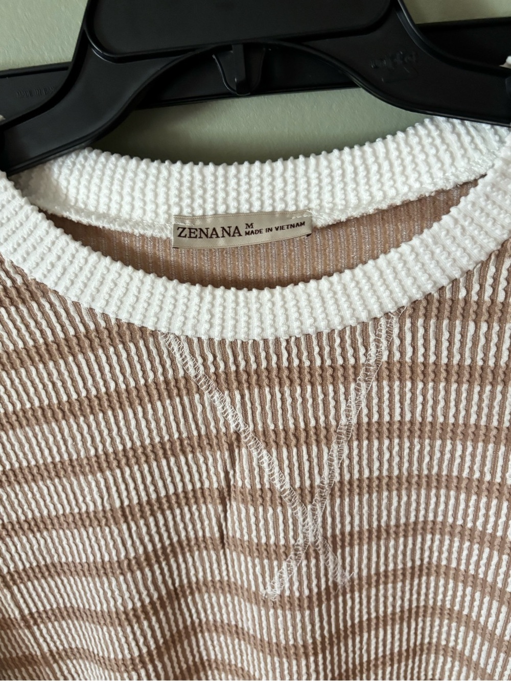 Zenana Outfitters Women's taupe Striped lounge set - Picture 7 of 7
